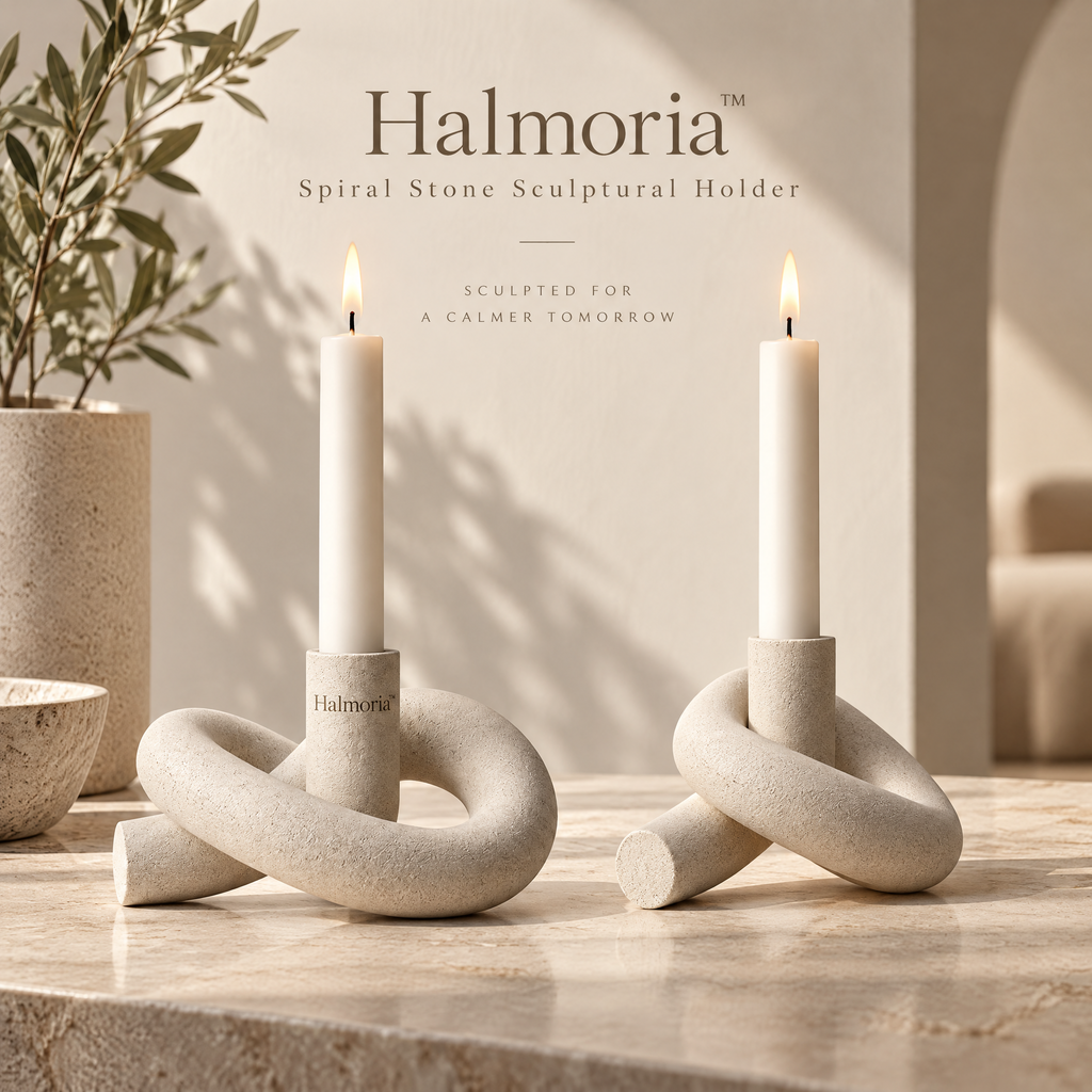 Halmoria™ Sculptural Candle Holder – Modern Organic Collection