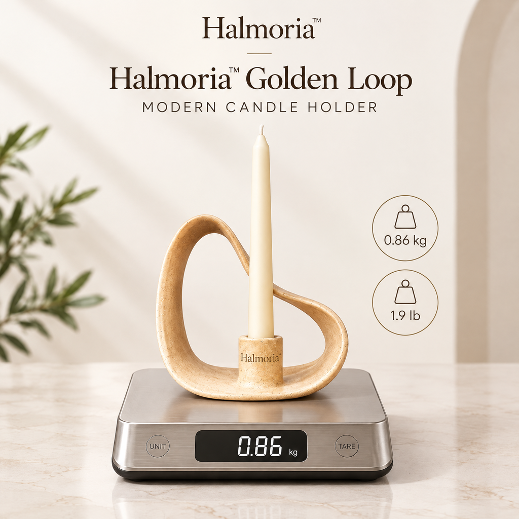 Halmoria™ Sculptural Ceramic Taper Candle Holder – Modern Contour Collection