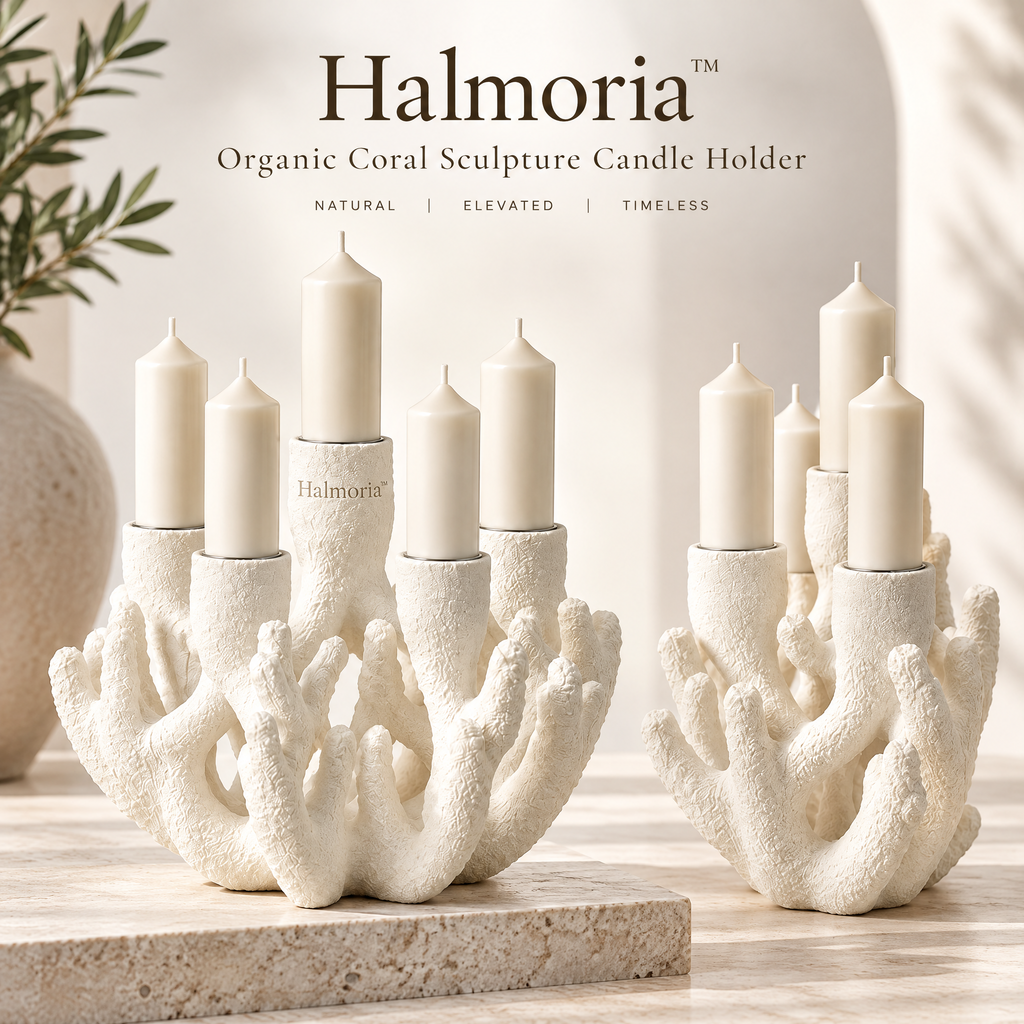 Halmoria™ Sculptural Ceramic Taper Candle Holder – Quiet Form Collection