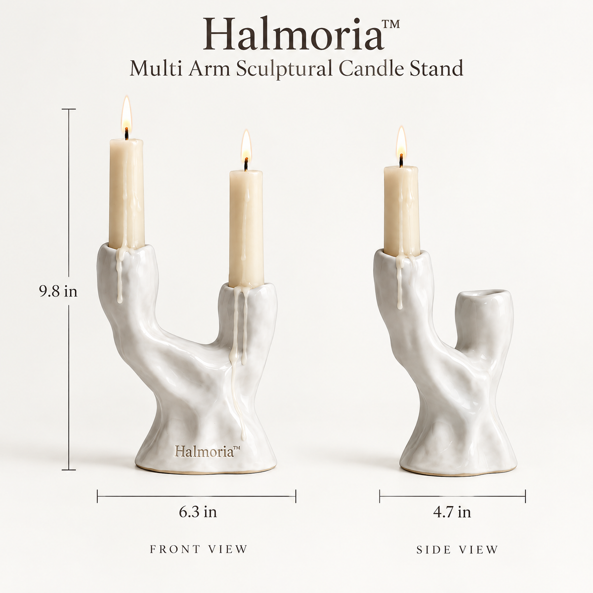 Halmoria™ Sculptural Ceramic Taper Candle Holder – Quiet Curve Collection