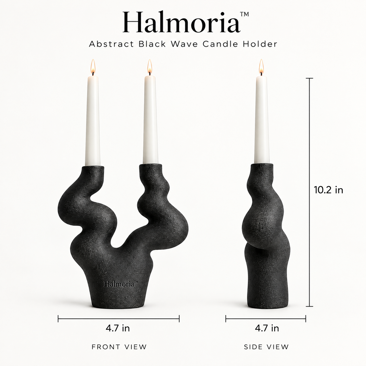 Halmoria™ Abstract Black Wave Candle Holder