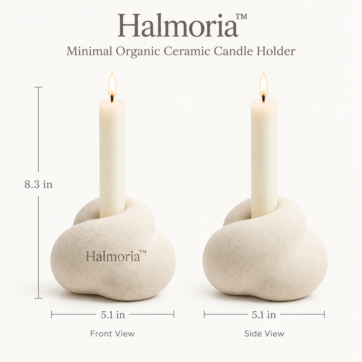 Halmoria™ Sculptural Ceramic Candle Holder – Soft Curve Collection