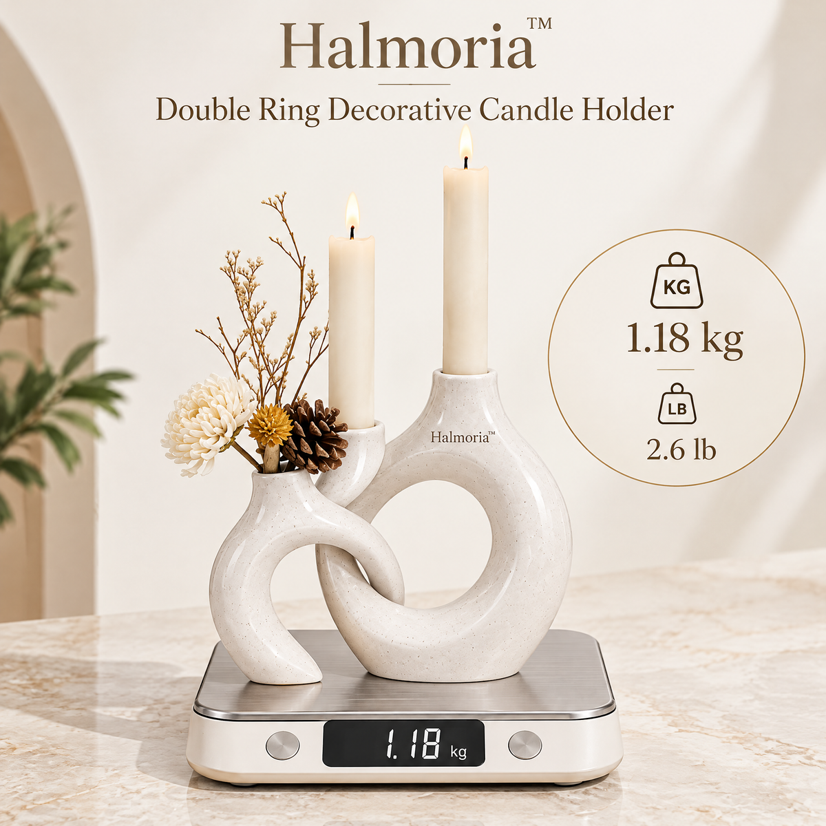 Halmoria™ Sculptural Ceramic Taper Candle Holder – Artistic Form Collection