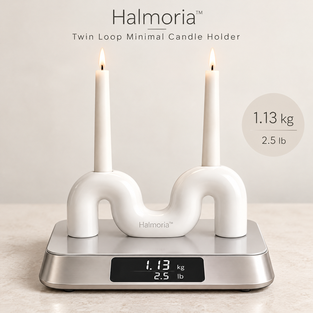 Halmoria™ Sculptural Ceramic Taper Candle Holder – Organic Balance Collection