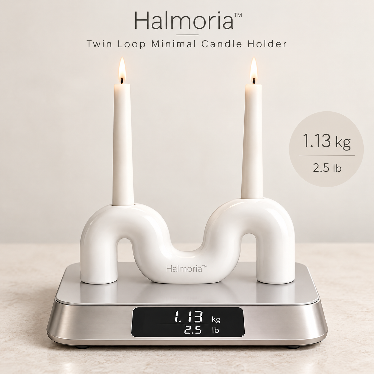 Halmoria™ Sculptural Ceramic Taper Candle Holder – Organic Balance Collection