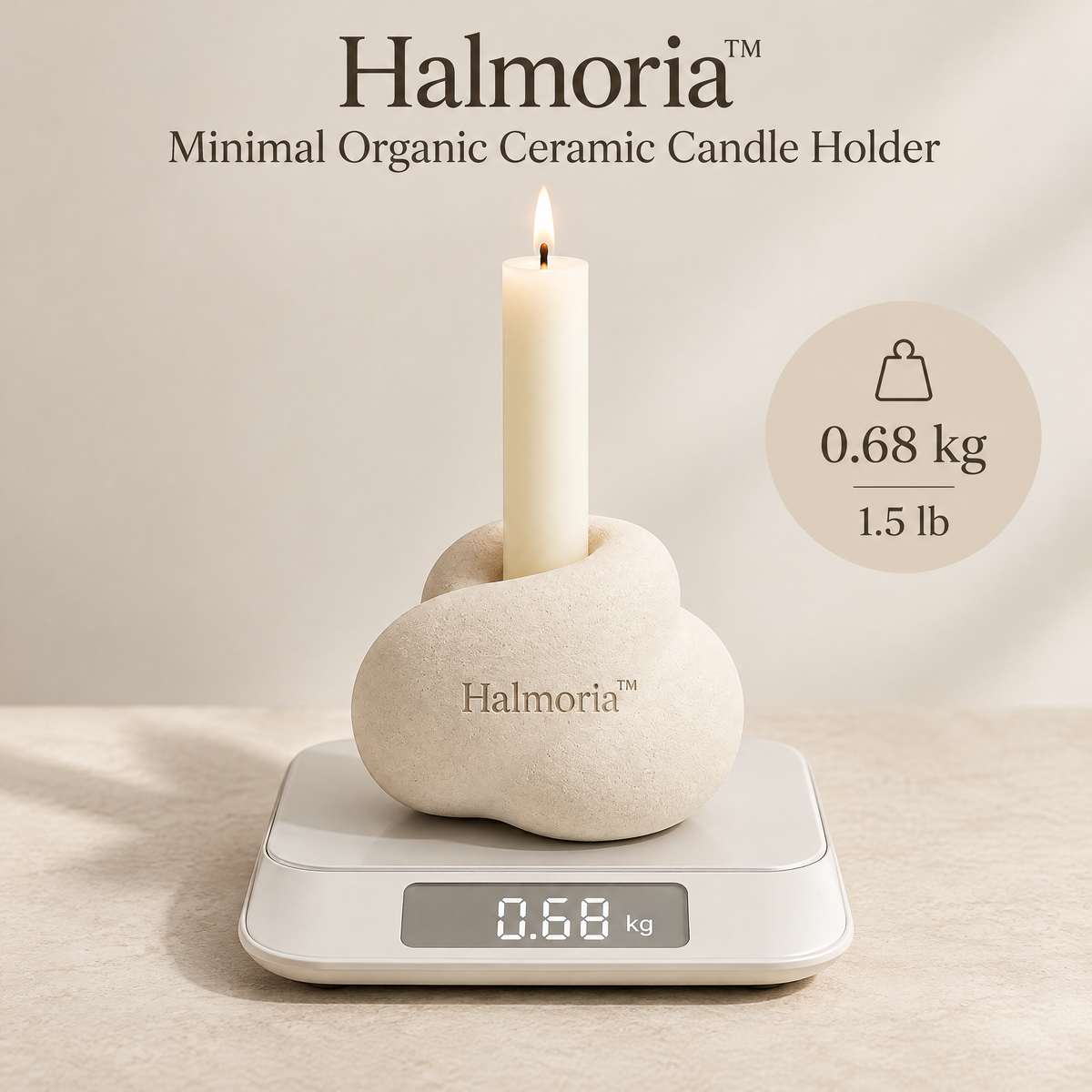 Halmoria™ Sculptural Ceramic Candle Holder – Soft Curve Collection