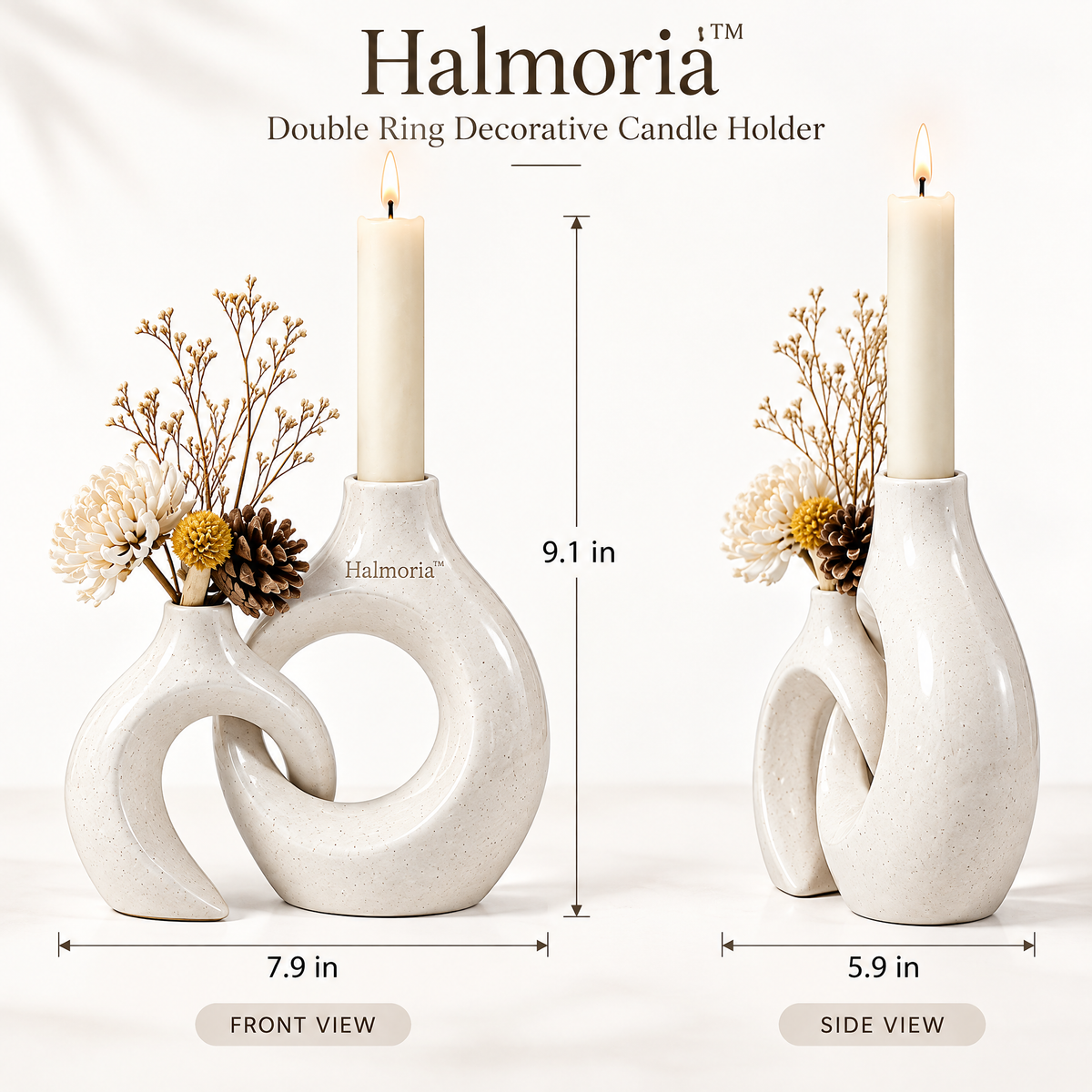 Halmoria™ Sculptural Ceramic Taper Candle Holder – Artistic Form Collection