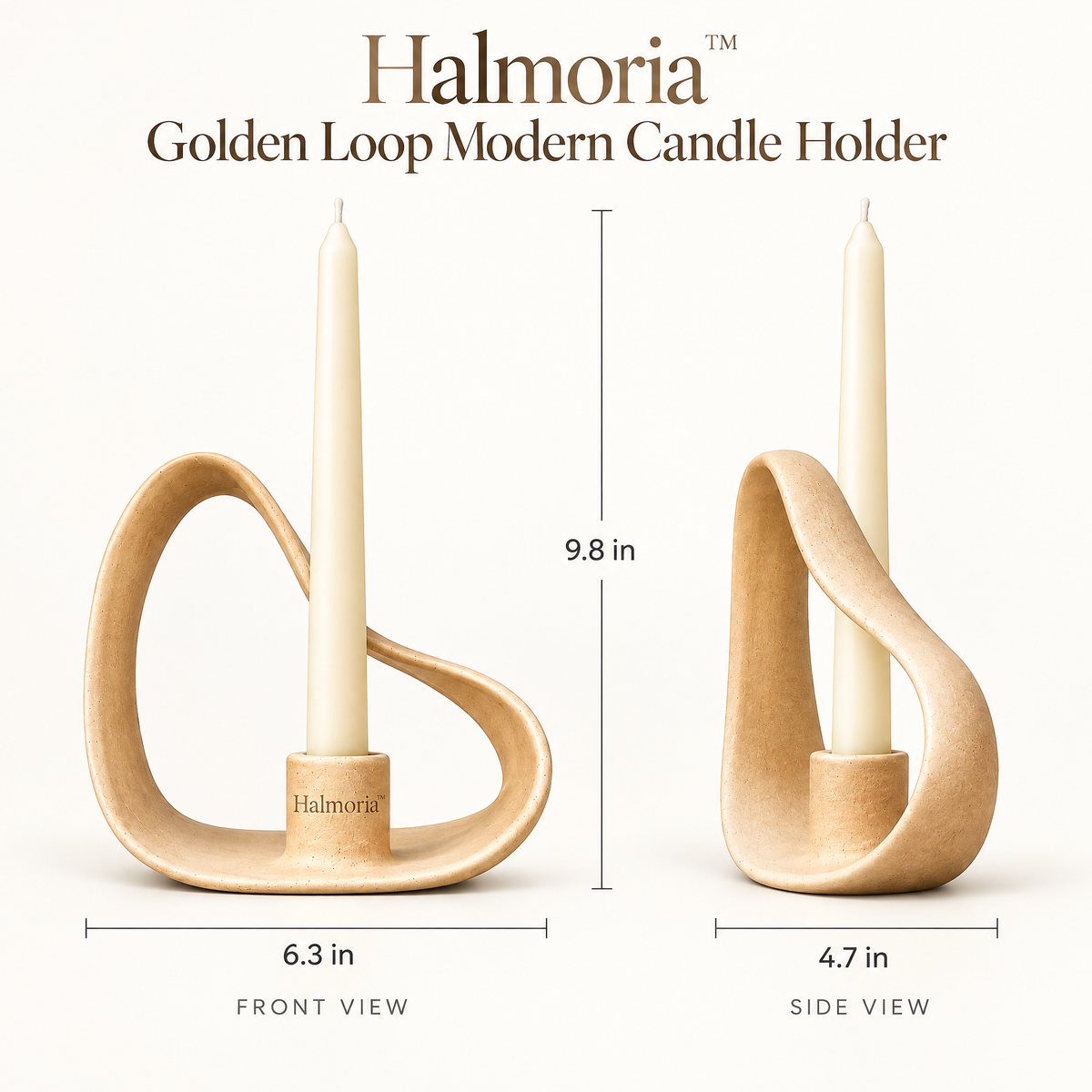 Halmoria™ Sculptural Ceramic Taper Candle Holder – Modern Contour Collection