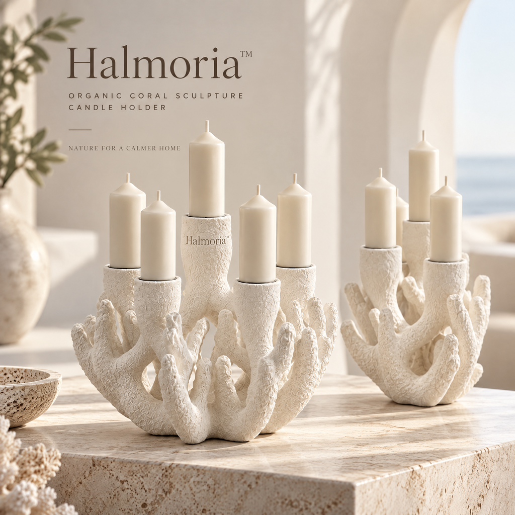 Halmoria™ Sculptural Ceramic Taper Candle Holder – Quiet Form Collection