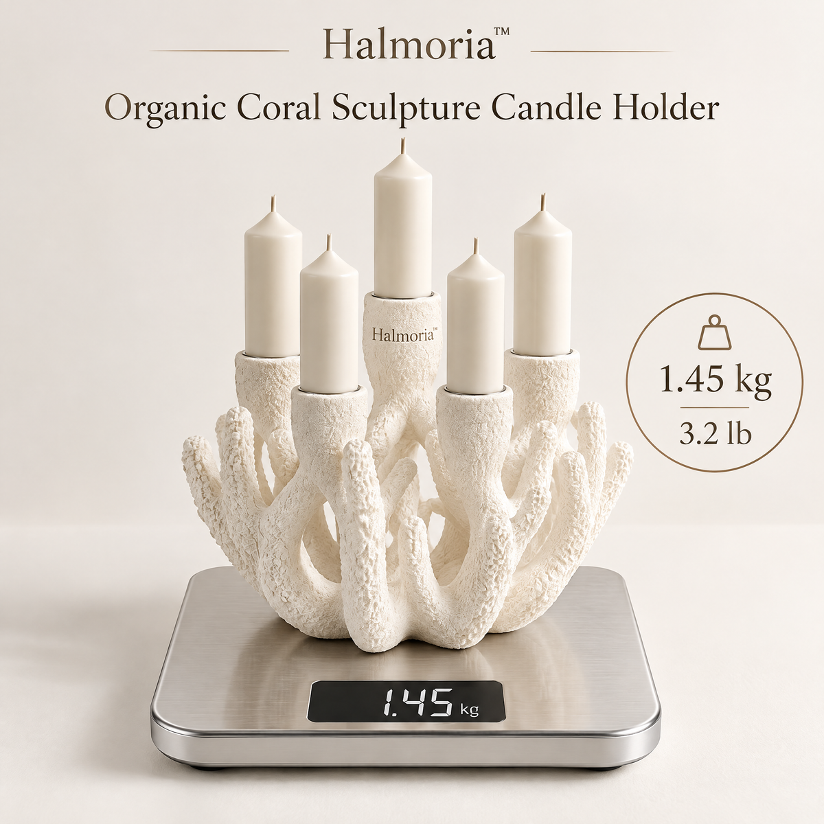 Halmoria™ Sculptural Ceramic Taper Candle Holder – Quiet Form Collection