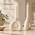 Halmoria™ Organic Ceramic Taper Candle Holder — A Sculptural Touch for Elegant Interiors
