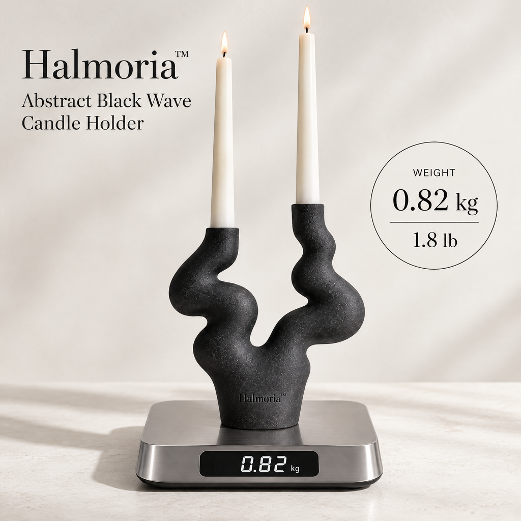 Halmoria™ Abstract Black Wave Candle Holder