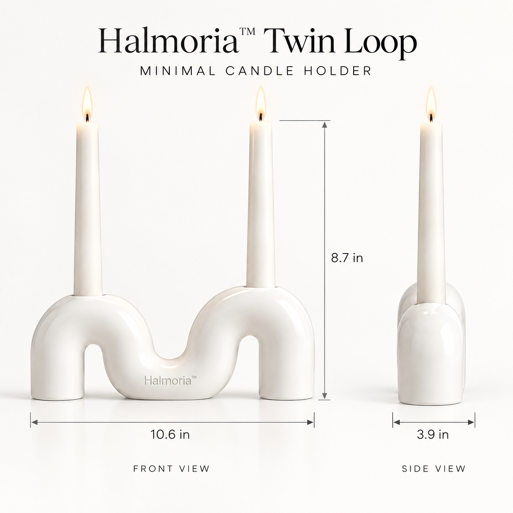 Halmoria™ Sculptural Ceramic Taper Candle Holder – Organic Balance Collection