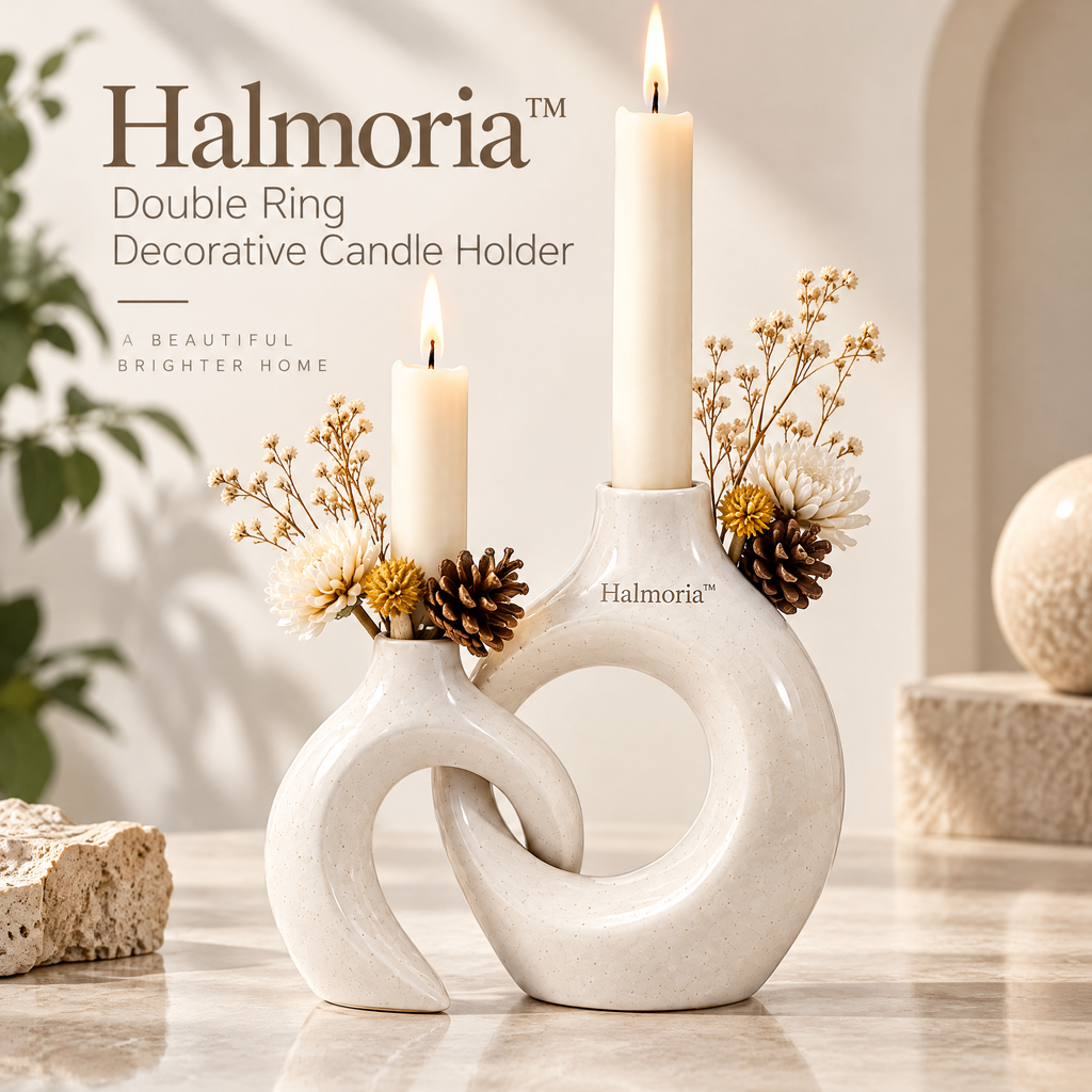 Halmoria™ Sculptural Ceramic Taper Candle Holder – Artistic Form Collection