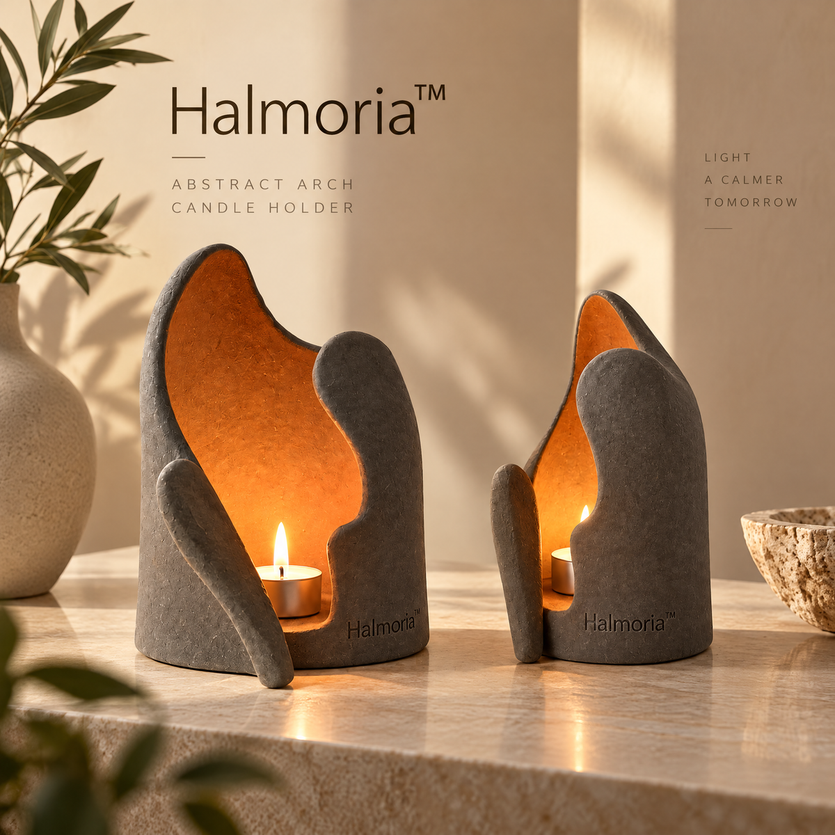 Halmoria™ Sculptural Ceramic Taper Candle Holder